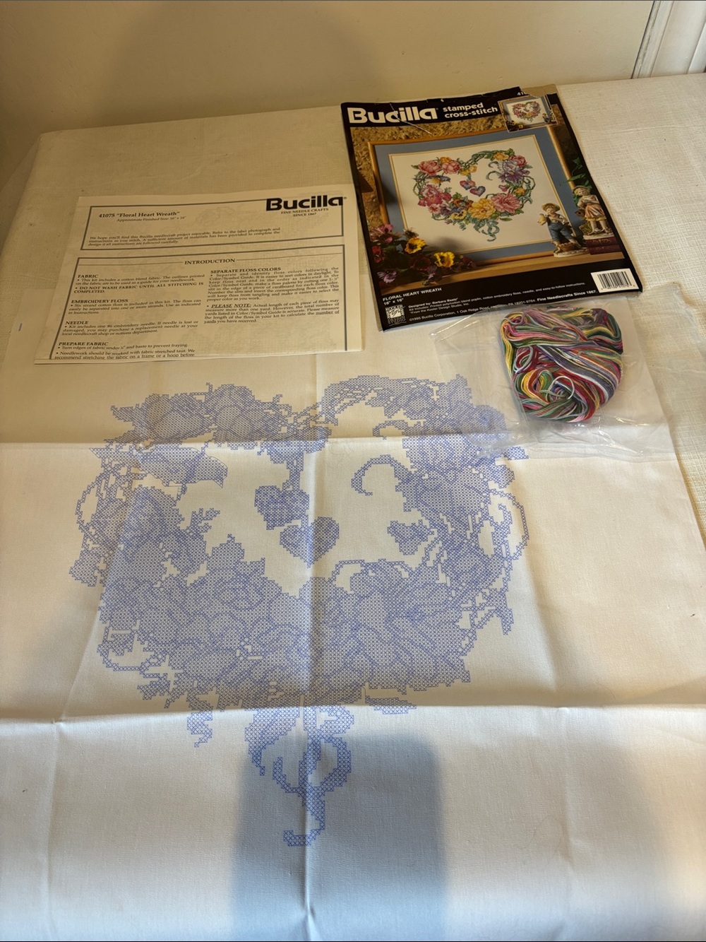 Bucilla Stamped Cross Stitch Heart Wreath